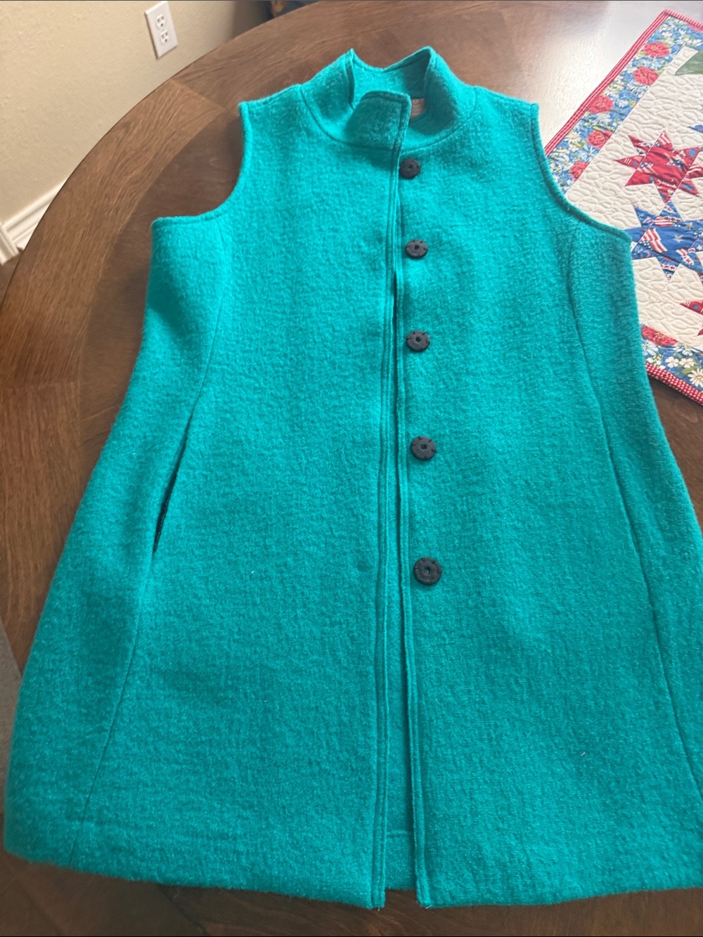 Chico's Teal Cozy Wool-Texture Vest